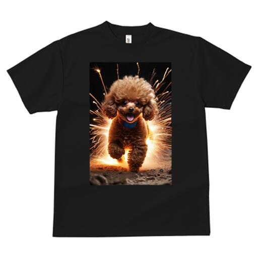 楽天フロントップ楽天市場店トイプードル Tシャツ メンズ キッズ 犬ファン 半袖 春夏 犬柄 プリント カジュアル かわいい 人間用 個性派 ここだけのデザイン 面白 スパーク トイプードル キラキラ