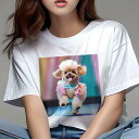 トイプードル Tシャツ レディース 犬ファン 半袖 春夏 犬柄 プリント カジュアル かわいい 人間用 個性派 ここだけのデザイン 面白 チュチュ トイプードル...