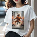 コーギー Tシャツ レディース 犬ファン 半袖 春夏 犬柄 プリント カジュアル かわいい 人間用 個性派 ここだけのデザイン 面白 コート コーギー 爆発 街