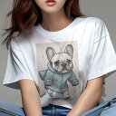 フレンチブルドッグ Tシャツ レディース 犬ファン 半袖 春夏 犬柄 プリント カジュアル かわいい 人間用 個性派 ここだけのデザイン 面白 レインコート フ...
