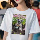 ミニチュアシュナウザー Tシャツ レディース 犬ファン 半袖 春夏 犬柄 プリント カジュアル かわいい 人間用 個性派 ここだけのデザイン 面白 花 ミニチュ...