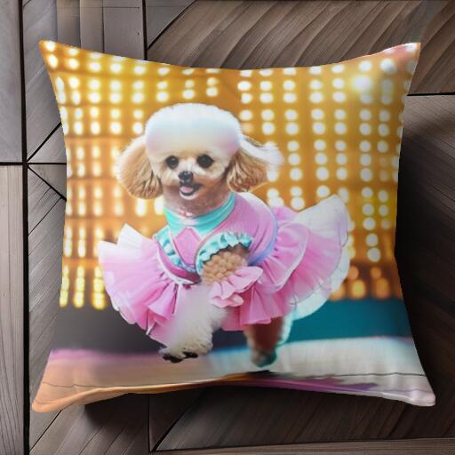 ステージ トイプードル ダンス バレリーナ チュチュ クッションカバー 45×45cm アニマル柄 おしゃれ 可..