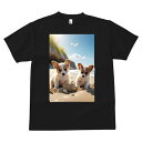 コーギー Tシャツ メンズ キッズ 犬ファン 半袖 春夏 犬柄 プリント カジュアル かわいい 人間用 個性派 ここだけのデザイン 面白 ビーチ コーギー 海 砂 夏