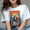 コーギー Tシャツ レディース 犬ファン 半袖 春夏 犬柄 プリント カジュアル かわいい 人間用 個性派 ここだけのデザイン 面白 都市 コーギー 摩天楼 ス...