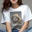 シーズー Tシャツ レディース 犬ファン 半袖 春夏 犬柄 プリント カジュアル かわいい 人間用 個性派 ここだけのデザイン 面白 雨 シーズー レインコート