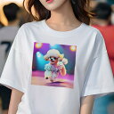 トイプードル Tシャツ レディース 犬ファン 半袖 春夏 犬柄 プリント カジュアル かわいい 人間用 個性派 ここだけのデザイン 面白 ステージ トイプードル...