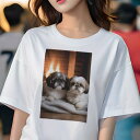 シーズー Tシャツ レディース 犬ファン 半袖 春夏 犬柄 プリント カジュアル かわいい 人間用 個性派 ここだけのデザイン 面白 暖炉 シーズー
