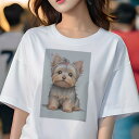 ヨークシャーテリア Tシャツ レディース 犬ファン 半袖 春夏 犬柄 プリント カジュアル かわいい 人間用 個性派 ここだけのデザイン 面白 ハート ヨークシ...