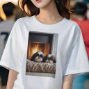 シーズー Tシャツ レディース 犬ファン 半袖 春夏 犬柄 プリント カジュアル かわいい 人間用 個性派 ここだけのデザイン 面白 暖炉 シーズー ニット