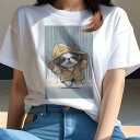 シーズー Tシャツ レディース 犬ファン 半袖 春夏 犬柄 プリント カジュアル かわいい 人間用 個性派 ここだけのデザイン 面白 雨 シーズー レインコート