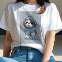 シーズー Tシャツ レディース 犬ファン 半袖 春夏 犬柄 プリント カジュアル かわいい 人間用 個性派 ここだけのデザイン 面白 レインコート シーズー フ...