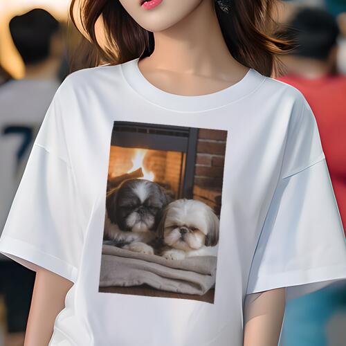 シーズー Tシャツ レディース 犬ファン 半袖 春夏 犬柄 プリント カジュアル かわいい 人間用 個性派 ..