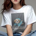 シーズー Tシャツ レディース 犬ファン 半袖 春夏 犬柄 プリント カジュアル かわいい 人間用 個性派 ここだけのデザイン 面白 雨 シーズー レインコート