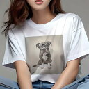 アメリカンピットブルテリア Tシャツ レディース 犬ファン 半袖 春夏 犬柄 プリント カジュアル かわいい 人間用 個性派 ここだけのデザイン 面白 メガネ ...