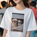 シーズー Tシャツ レディース 犬ファン 半袖 春夏 犬柄 プリント カジュアル かわいい 人間用 個性派 ここだけのデザイン 面白 暖炉 シーズー 毛布 冬 暖かい