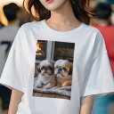 シーズー Tシャツ レディース 犬ファン 半袖 春夏 犬柄 プリント カジュアル かわいい 人間用 個性派 ここだけのデザイン 面白 暖炉 シーズー
