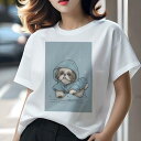 シーズー Tシャツ レディース 犬ファン 半袖 春夏 犬柄 プリント カジュアル かわいい 人間用 個性派 ここだけのデザイン 面白 雨 シーズー レインコート