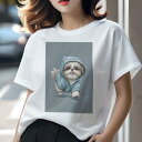 シーズー Tシャツ レディース 犬ファン 半袖 春夏 犬柄 プリント カジュアル かわいい 人間用 個性派 ここだけのデザイン 面白 雨 シーズー レインコート...