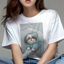 シーズー Tシャツ レディース 犬ファン 半袖 春夏 犬柄 プリント カジュアル かわいい 人間用 個性派 ここだけのデザイン 面白 雨 シーズー 傘 レインコ...