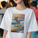 イタリアングレーハウンド Tシャツ レディース 犬ファン 半袖 春夏 犬柄 プリント カジュアル かわいい 人間用 個性派 ここだけのデザイン 面白 サーフィン...