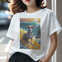 イタリアングレーハウンド Tシャツ レディース 犬ファン 半袖 春夏 犬柄 プリント カジュアル かわいい 人間用 個性派 ここだけのデザイン 面白 波 イタリ...