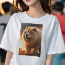 チャウチャウ Tシャツ レディース 犬ファン 半袖 春夏 犬柄 プリント カジュアル かわいい 人間用 個性派 ここだけのデザイン 面白 なし チャウチャウ