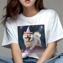 チャウチャウ Tシャツ レディース 犬ファン 半袖 春夏 犬柄 プリント カジュアル かわいい 人間用 個性派 ここだけのデザイン 面白 星空 チャウチャウ 魔...