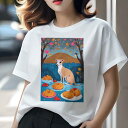 イタリアングレーハウンド Tシャツ レディース 犬ファン 半袖 春夏 犬柄 プリント カジュアル かわいい 人間用 個性派 ここだけのデザイン 面白 花 イタリアングレーハウンド 木 果物 デザート