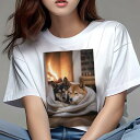 柴犬 Tシャツ レディース 犬ファン 半袖 春夏 犬柄 プリント カジュアル かわいい 人間用 個性派 ここだけのデザイン 面白 暖炉 柴犬 毛布 暖かい 癒し リラックス