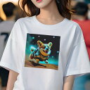 コーギー Tシャツ レディース 犬ファン 半袖 春夏 犬柄 プリント カジュアル かわいい 人間用 個性派 ここだけのデザイン 面白 宇宙 コーギー スペース ...