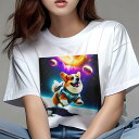 コーギー Tシャツ レディース 犬ファン 半袖 春夏 犬柄 プリント カジュアル かわいい 人間用 個性派 ここだけのデザイン 面白 宇宙 コーギー 惑星 スペ...
