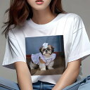 シーズー Tシャツ レディース 犬ファン 半袖 春夏 犬柄 プリント カジュアル かわいい 人間用 個性派 ここだけのデザイン 面白 メイド服 シーズー 帽子
