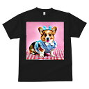 コーギー Tシャツ メンズ キッズ 犬ファン 半袖 春夏 犬柄 プリント カジュアル かわいい 人間用 個性派 ここだけのデザイン 面白 リボン コーギー ギンガムチェック ワンピース