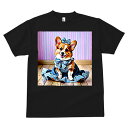 コーギー Tシャツ メンズ キッズ 犬ファン 半袖 春夏 犬柄 プリント カジュアル かわいい 人間用 個性派 ここだけのデザイン 面白 リボン コーギー ワンピース