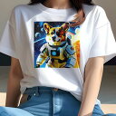 コーギー Tシャツ レディース 犬ファン 半袖 春夏 犬柄 プリント カジュアル かわいい 人間用 個性派 ここだけのデザイン 面白 宇宙 コーギー 宇宙服 星