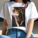 柴犬 Tシャツ レディース 犬ファン 半袖 春夏 犬柄 プリント カジュアル かわいい 人間用 個性派 ここだけのデザイン 面白 稲妻 柴犬 爆発