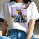 コーギー Tシャツ レディース 犬ファン 半袖 春夏 犬柄 プリント カジュアル かわいい 人間用 個性派 ここだけのデザイン 面白 リボン コーギー ワンピース