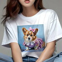 コーギー Tシャツ レディース 犬ファン 半袖 春夏 犬柄 プリント カジュアル かわいい 人間用 個性派 ここだけのデザイン 面白 リボン コーギー ワンピース チェック柄
