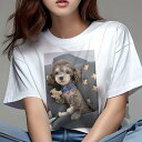 トイプードル Tシャツ レディース 犬ファン 半袖 春夏 犬柄 プリント カジュアル かわいい 人間用 個性派 ここだけのデザイン 面白 ぬいぐるみ トイプード...