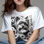 ヨークシャーテリア Tシャツ レディース 犬ファン 半袖 春夏 犬柄 プリント カジュアル かわいい 人間..