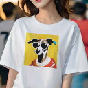 イタリアングレーハウンド Tシャツ レディース 犬ファン 半袖 春夏 犬柄 プリント カジュアル かわいい 人間用 個性派 ここだけのデザイン 面白 サングラス...