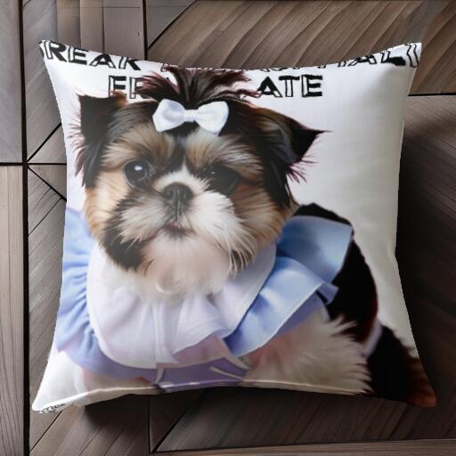 犬服 シーズー リボン クッションカバー 45×45cm アニマル柄 おしゃれ 可愛い クッション本体付き 正方..