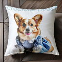 犬服 コーギー ワンピース クッションカバー 45×45cm アニマル柄 おしゃれ 可愛い クッション本体付き 正方形 犬ファン