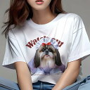 シーズー Tシャツ レディース 犬ファン 半袖 春夏 犬柄 プリント カジュアル かわいい 人間用 個性派 ここだけのデザイン 面白 リボン シーズー 服