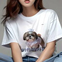 シーズー Tシャツ レディース 犬ファン 半袖 春夏 犬柄 プリント カジュアル かわいい 人間用 個性派 ここだけのデザイン 面白 シーズー