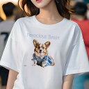 コーギー Tシャツ レディース 犬ファン 半袖 春夏 犬柄 プリント カジュアル かわいい 人間用 個性派 ここだけのデザイン 面白 犬服 コーギー ワンピース