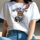 コーギー Tシャツ レディース 犬ファン 半袖 春夏 犬柄 プリント カジュアル かわいい 人間用 個性派 ここだけのデザイン 面白 リボン コーギー 服