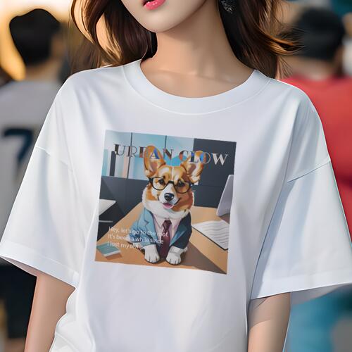 コーギー Tシャツ レディース 犬ファン 半袖 春夏 犬柄 プリント カジュアル かわいい 人間用 個性派 ここだけのデザイン 面白 オフィス コーギー ビジネス 仕事 スーツ