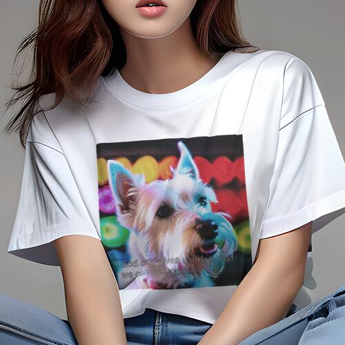 ウェストハイランドホワイトテリア Tシャツ レディース 犬ファン 半袖 春夏 犬柄 プリント カジュアル かわいい 人間用 個性派 ここだけのデザイン 面白 ウェストハイランドホワイトテリア