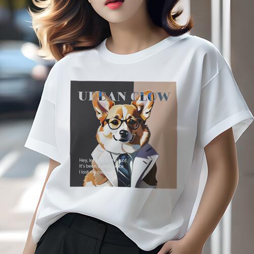 コーギー Tシャツ レディース 犬ファン 半袖 春夏 犬柄 プリント カジュアル かわいい 人間用 個性派 ここだけのデザイン 面白 おもしろ コーギー かわいい おしゃれ カジュアル